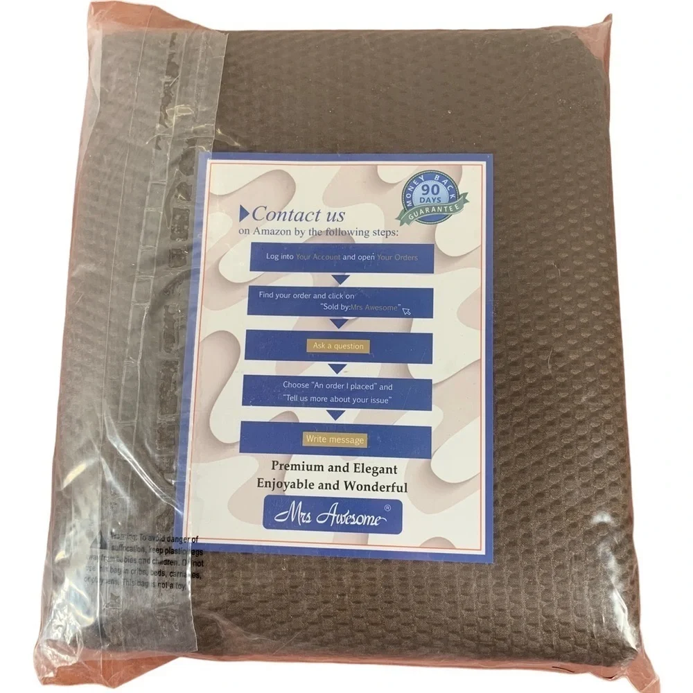 Mrs Awesome Chocolate Brown Embossed Microfiber Shower Curtain or Liner -71”x78”